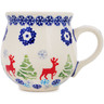 Polish Pottery Bubble Mug 8 oz Ring Around The Reindeer
