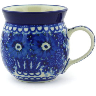 Polish Pottery Bubble Mug 8 oz Sapphire Daisy Vase UNIKAT