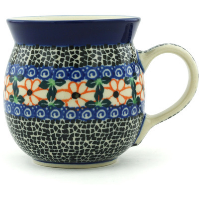 Polish Pottery Bubble Mug 8 oz Shadow Petals