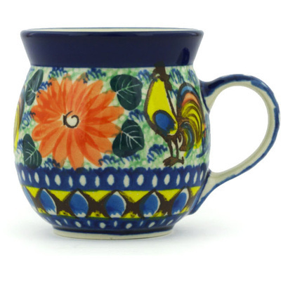 Polish Pottery Bubble Mug 8 oz Summer Rooster UNIKAT