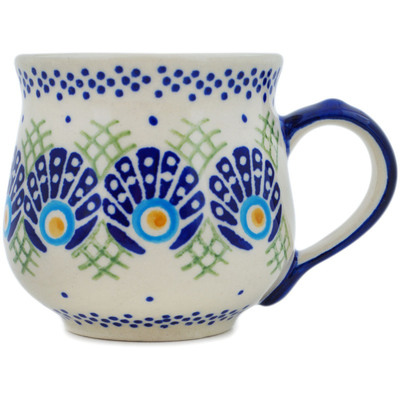 Polish Pottery Bubble Mug 8 oz Tail Feathers