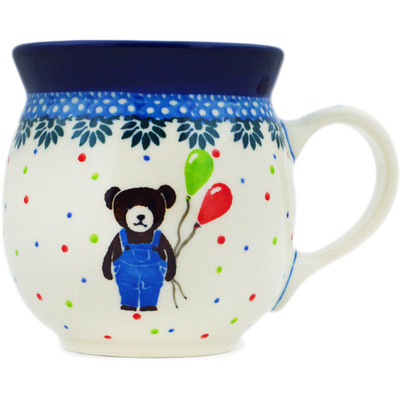 Polish Pottery Bubble Mug 8 oz Teddy Bear UNIKAT
