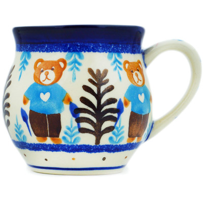 Polish Pottery Bubble Mug 8 oz Teddy&#039;s Love UNIKAT