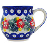 Polish Pottery Bubble Mug 8 oz Tropical Peacock UNIKAT