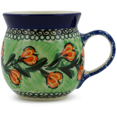 Polish Pottery Bubble Mug 8 oz Tulip Wreath UNIKAT