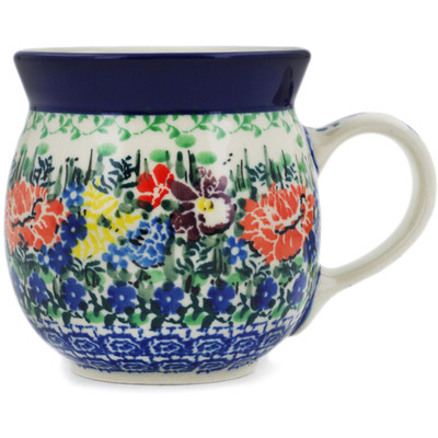 Polish Pottery Bubble Mug 8 oz Unique Garden UNIKAT