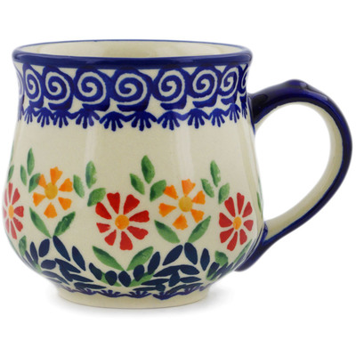 Polish Pottery Bubble Mug 8 oz Wave Of Flowers