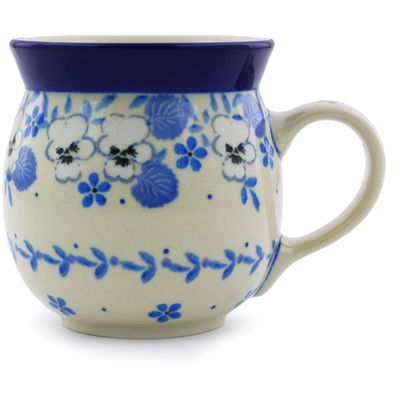 Polish Pottery Bubble Mug 8 oz White Pansy