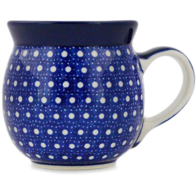 Polish Pottery Bubble Mug 8 oz White Polka Dot UNIKAT