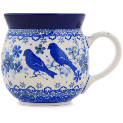 Polish Pottery Bubble Mug 8 oz Winter Beauty UNIKAT
