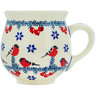 Polish Pottery Bubble Mug 8 oz Winter Bullfinch