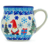 Polish Pottery Bubble Mug 8 oz Winter Gnome