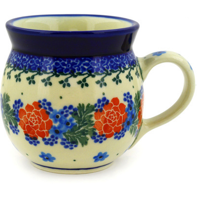 Polish Pottery Bubble Mug 8 oz Winter Wreath