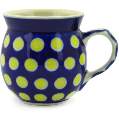 Polish Pottery Bubble Mug 8 oz Yellow Dots