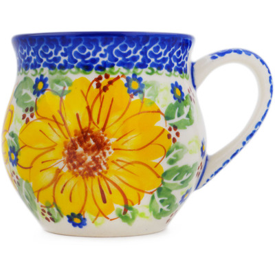 Polish Pottery Bubble Mug 8 oz Yellow Petal Bliss UNIKAT