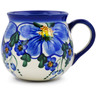 Polish Pottery Bubble Mug 9 oz Himalayan Blue Poppy UNIKAT