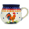 Polish Pottery Bubble Mug 9 oz Rooster Doodle-do UNIKAT