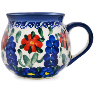 Polish Pottery Bubble Mug 9 oz Texas Garden UNIKAT