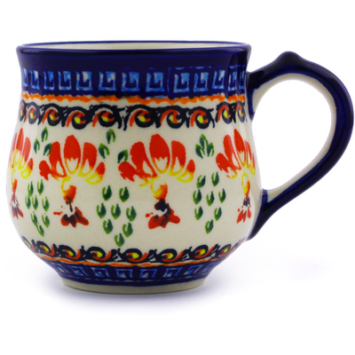 Polish Pottery Bubble Mug Small Blooming Red