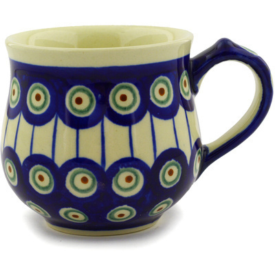 Polish Pottery Bubble Mug Small Traditional Peacock