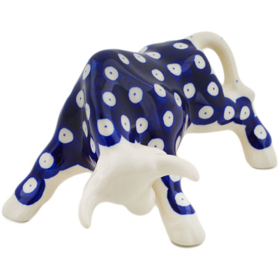 Polish Pottery Bull Figurine 6&quot; Blue Eyes