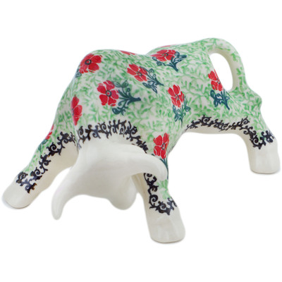 Polish Pottery Bull Figurine 6&quot; Maraschino