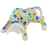 Polish Pottery Bull Figurine 6&quot; Winter Sprinkles UNIKAT