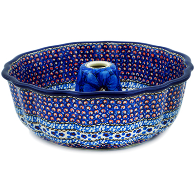 Polish Pottery bundt cake Cobalt Poppies UNIKAT