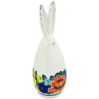 Faience Bunny Figurine 10&quot; Blooming Roses