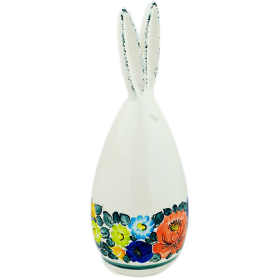 Faience Bunny Figurine 14&quot; Blooming Roses