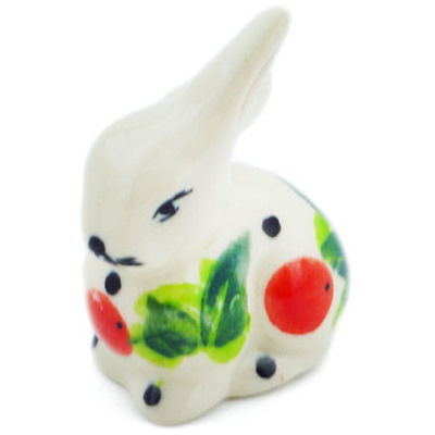 Polish Pottery Bunny Figurine 2&quot; Redberry Forest