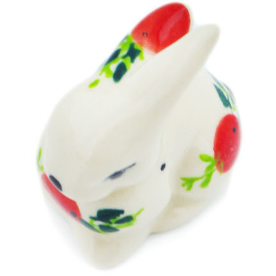 Polish Pottery Bunny Figurine 2&quot; Redberry Garden
