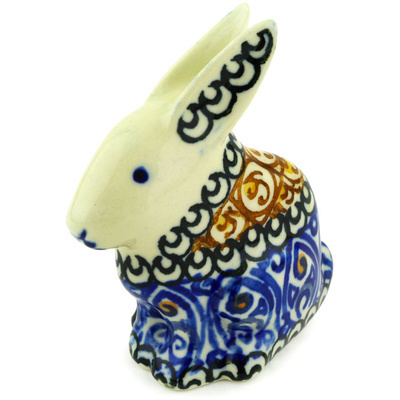 Polish Pottery Bunny Figurine 3&quot; Amber Shores UNIKAT