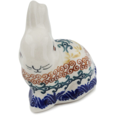 Polish Pottery Bunny Figurine 3&quot; Autumn Swirls