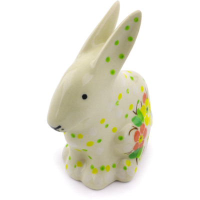 Polish Pottery Bunny Figurine 3&quot; Blossom Sprinkle UNIKAT