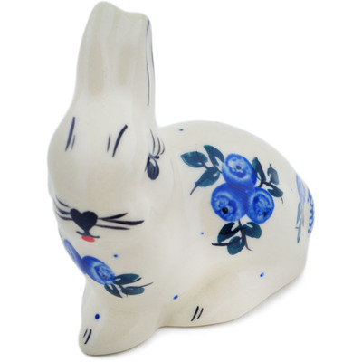 Polish Pottery Bunny Figurine 3&quot; Blue Berry Special UNIKAT