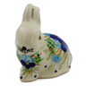 Polish Pottery Bunny Figurine 3&quot; Blue Pansy