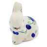 Polish Pottery Bunny Figurine 3" Blue Poppies