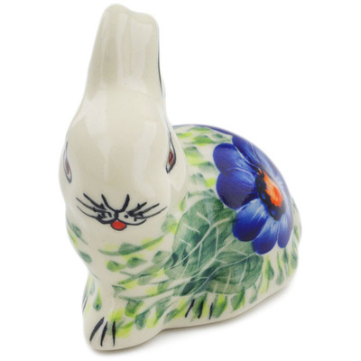 Polish Pottery Bunny Figurine 3&quot; Brilliant Butterfly Popp UNIKAT