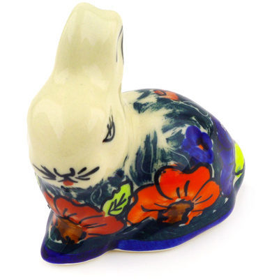 Polish Pottery Bunny Figurine 3&quot; Butterfly Splendor