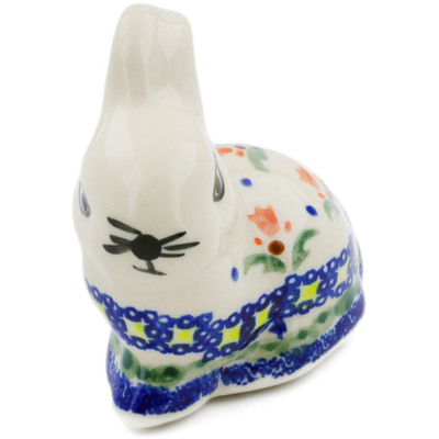 Polish Pottery Bunny Figurine 3&quot; Cocentric Tulips