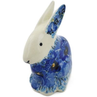 Polish Pottery Bunny Figurine 3&quot; Deep Winter UNIKAT