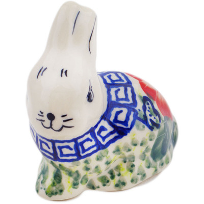 Polish Pottery Bunny Figurine 3&quot; Happiness UNIKAT