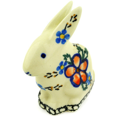 Polish Pottery Bunny Figurine 3&quot; Lancaster Rose