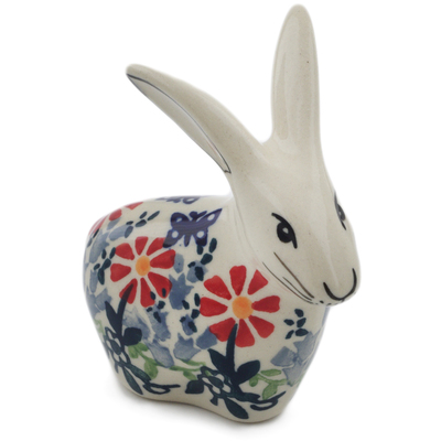 Polish Pottery Bunny Figurine 3&quot; Last Summer Flowers