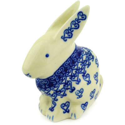 Polish Pottery Bunny Figurine 3&quot; Lovely Heart