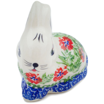 Polish Pottery Bunny Figurine 3&quot; Midsummer Bloom
