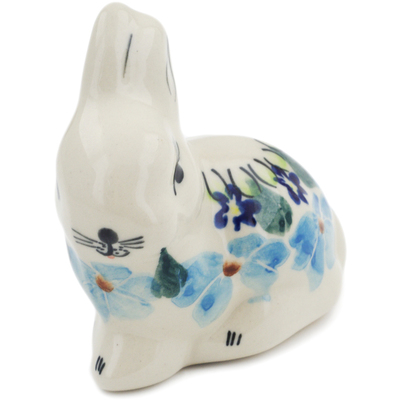 Polish Pottery Bunny Figurine 3&quot; Pansy Morning