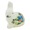 Polish Pottery Bunny Figurine 3&quot; Ring Of Flowers UNIKAT