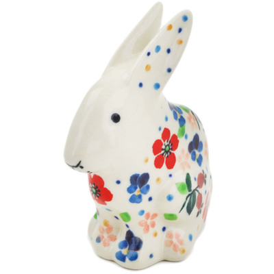 Polish Pottery Bunny Figurine 3&quot; Spring Meadow UNIKAT
